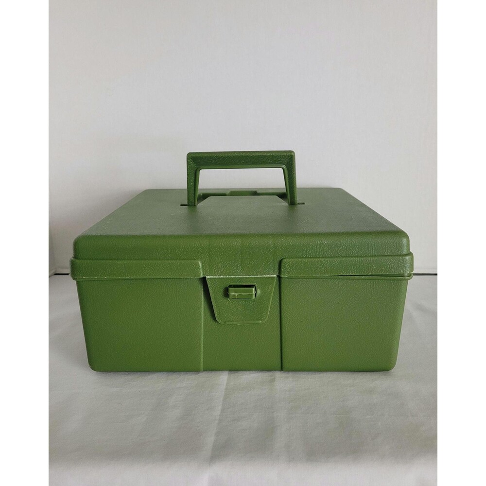 Vintage Green Plastic Utility Case File Organizer Box 1970s Sterling USA